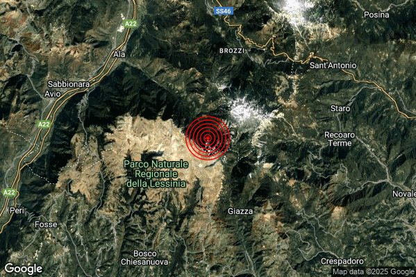 Terremoto 13:06:02 M2.0 epicentro “9 km SE Ala (TN)” Terremoto 13:06:02 M2.0 epicentro “9 km SE Ala (TN)”
