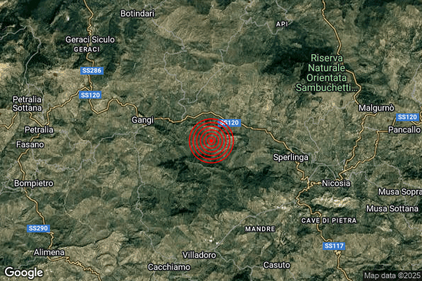 Terremoto 09:45:57 M2.0 epicentro “6 km E Gangi (PA)” Terremoto 09:45:57 M2.0 epicentro “6 km E Gangi (PA)”
