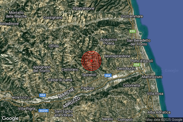 Terremoto 05:54:17 M2.9 epicentro “2 km NW Monsampolo del Tronto (AP)” Terremoto 05:54:17 M2.9 epicentro “2 km NW Monsampolo del Tronto (AP)”