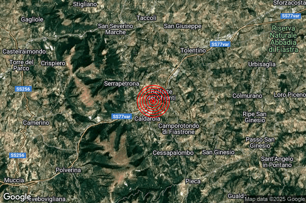 Terremoto 14:27:41 M2.3 epicentro “1 km SW Belforte del Chienti (MC)” Terremoto 14:27:41 M2.3 epicentro “1 km SW Belforte del Chienti (MC)”