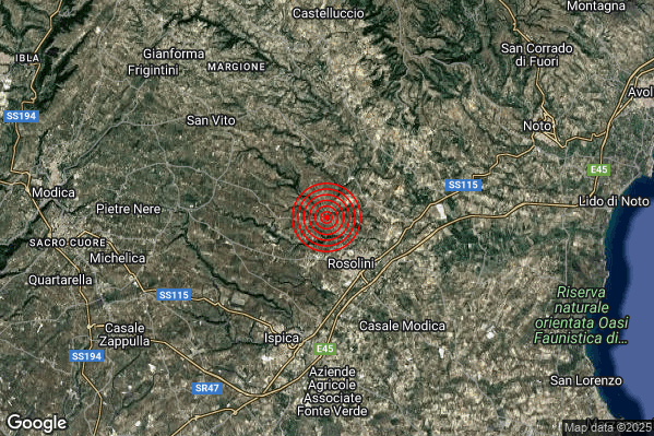 Terremoto 16:33:08 M2.3 epicentro “3 km NW Rosolini (SR)” Terremoto 16:33:08 M2.3 epicentro “3 km NW Rosolini (SR)”