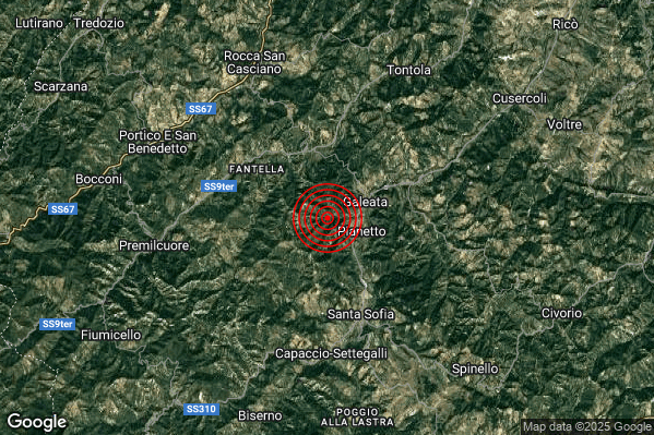 Terremoto 06:23:31 M2.0 epicentro “2 km W Galeata (FC)” Terremoto 06:23:31 M2.0 epicentro “2 km W Galeata (FC)”