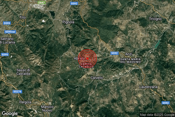Terremoto 06:14:29 M2.3 epicentro “1 km E Abriola (PZ)” Terremoto 06:14:29 M2.3 epicentro “1 km E Abriola (PZ)”