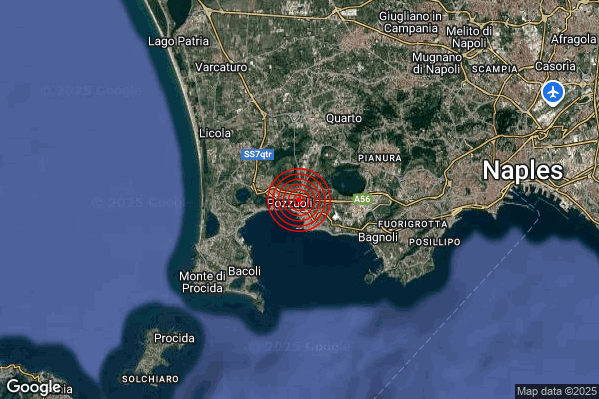 Terremoto 06:13:00 M2.2 epicentro “Campi Flegrei” Terremoto 06:13:00 M2.2 epicentro “Campi Flegrei”