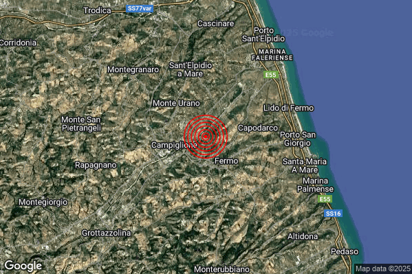 Terremoto 09:26:22 M2.0 epicentro “3 km NW Fermo (FM)” Terremoto 09:26:22 M2.0 epicentro “3 km NW Fermo (FM)”