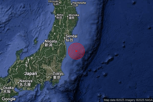Terremoto 17:21:07 M6.0 epicentro “Near east coast of eastern Honshu Japan [Sea: Japan]”