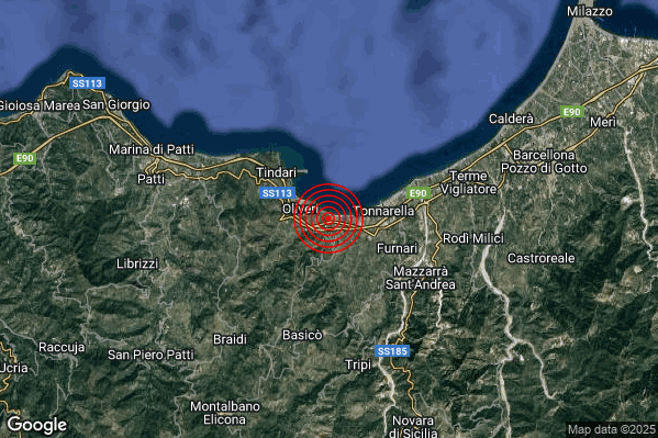 Terremoto 04:38:50 M2.6 epicentro “Falcone (ME)” Terremoto 04:38:50 M2.6 epicentro “Falcone (ME)”