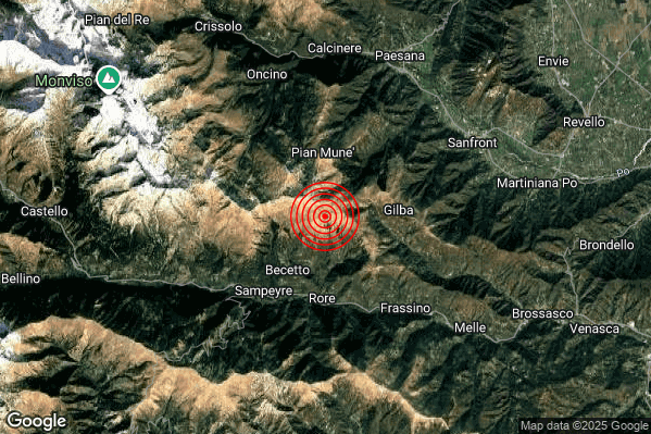 Terremoto 09:33:34 M2.7 epicentro “5 km NE Sampeyre (CN)” Terremoto 09:33:34 M2.7 epicentro “5 km NE Sampeyre (CN)”