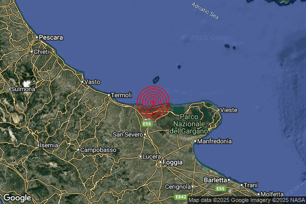 Terremoto 15:26:17 M2.4 epicentro “Costa Garganica (Foggia)” Terremoto 15:26:17 M2.4 epicentro “Costa Garganica (Foggia)”