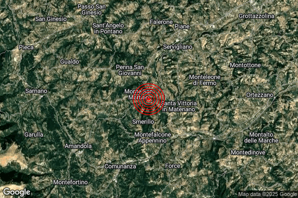 Terremoto 02:23:05 M2.1 epicentro “1 km E Monte San Martino (MC)” Terremoto 02:23:05 M2.1 epicentro “1 km E Monte San Martino (MC)”