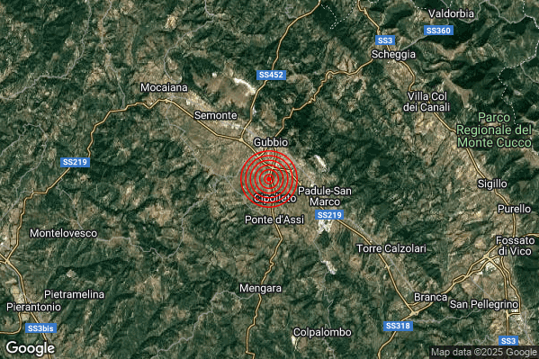 Terremoto 04:06:03 M2.0 epicentro “2 km S Gubbio (PG)” Terremoto 04:06:03 M2.0 epicentro “2 km S Gubbio (PG)”