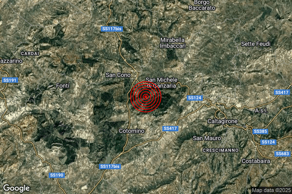 Terremoto 07:28:51 M2.0 epicentro “3 km SW San Michele di Ganzaria (CT)” Terremoto 07:28:51 M2.0 epicentro “3 km SW San Michele di Ganzaria (CT)”