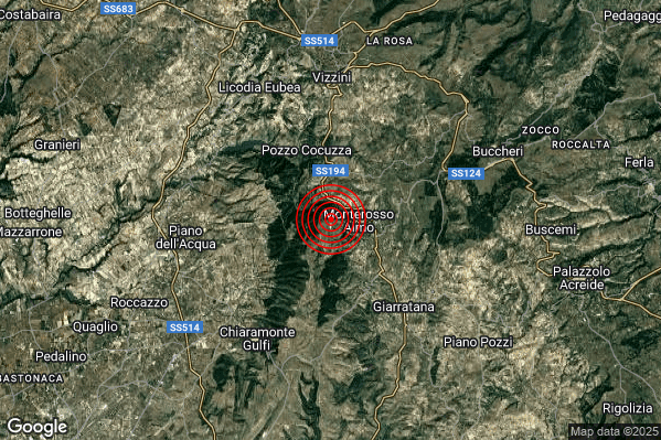 Terremoto 05:27:14 M2.4 epicentro “1 km W Monterosso Almo (RG)” Terremoto 05:27:14 M2.4 epicentro “1 km W Monterosso Almo (RG)”