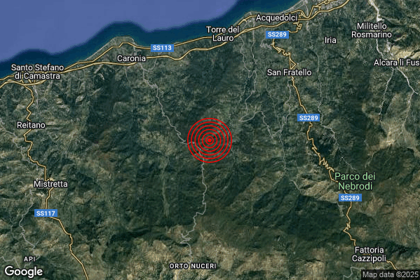 Terremoto 02:34:08 M2.1 epicentro “9 km SW San Fratello (ME)” Terremoto 02:34:08 M2.1 epicentro “9 km SW San Fratello (ME)”