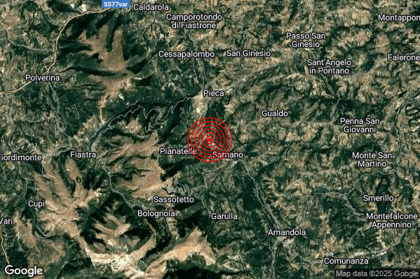 Terremoto 20:58:59 M2.0 epicentro “2 km NW Sarnano (MC)” Terremoto 20:58:59 M2.0 epicentro “2 km NW Sarnano (MC)”