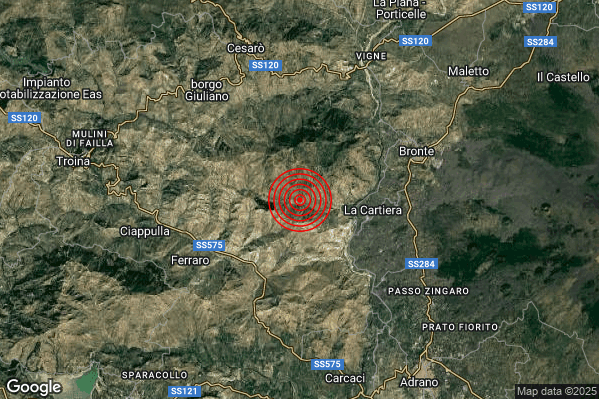 Terremoto 00:51:35 M2.4 epicentro “8 km W Bronte (CT)” Terremoto 00:51:35 M2.4 epicentro “8 km W Bronte (CT)”