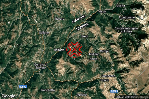 Terremoto 05:56:05 M2.1 epicentro “4 km SW Preci (PG)” Terremoto 05:56:05 M2.1 epicentro “4 km SW Preci (PG)”