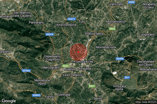 Terremoto 10:18:33 M3.1 epicentro “1 km S Montefredane (AV)” Terremoto 10:18:33 M3.1 epicentro “1 km S Montefredane (AV)”
