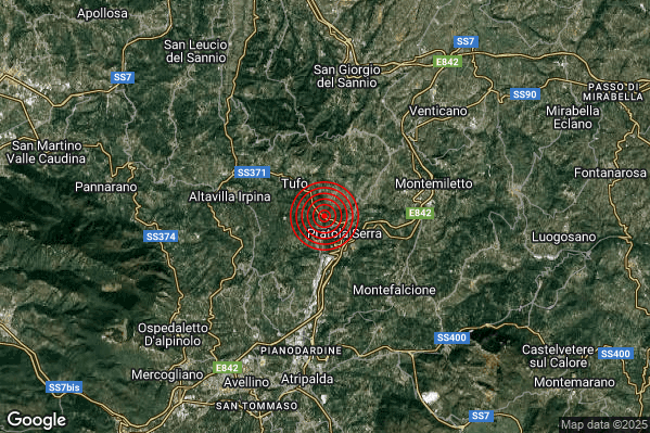 Terremoto 21:59:11 M2.0 epicentro “1 km N Prata di Principato Ultra (AV)” Terremoto 21:59:11 M2.0 epicentro “1 km N Prata di Principato Ultra (AV)”