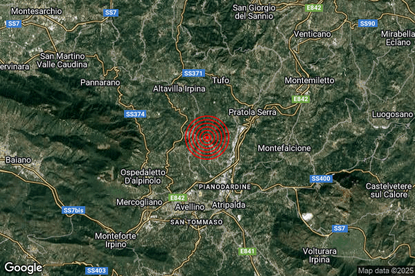 Terremoto 22:08:04 M2.4 epicentro “1 km NW Montefredane (AV)” Terremoto 22:08:04 M2.4 epicentro “1 km NW Montefredane (AV)”