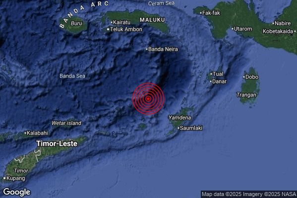 Estremo Terremoto M6.5 epicentro Indonesia [Sea] alle 15:40:18 (14:40:18 UTC)