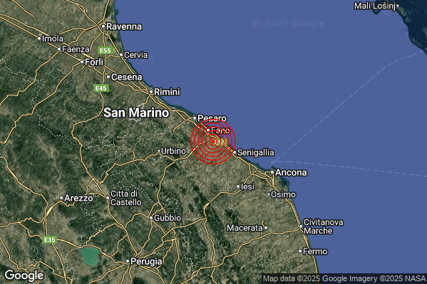 Terremoto 09:37:33 M2.3 epicentro “2 km NW San Costanzo (PU)” Terremoto 09:37:33 M2.3 epicentro “2 km NW San Costanzo (PU)”