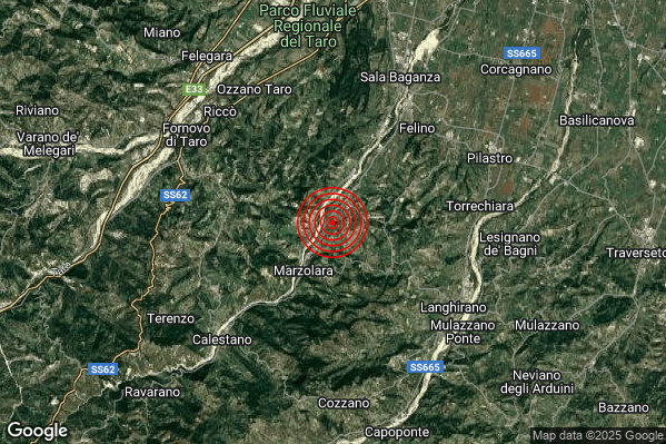 Terremoto 23:19:27 M2.2 epicentro “6 km SW Felino (PR)” Terremoto 23:19:27 M2.2 epicentro “6 km SW Felino (PR)”