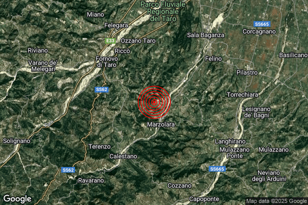 Terremoto 00:25:43 M2.3 epicentro “6 km NE Calestano (PR)” Terremoto 00:25:43 M2.3 epicentro “6 km NE Calestano (PR)”
