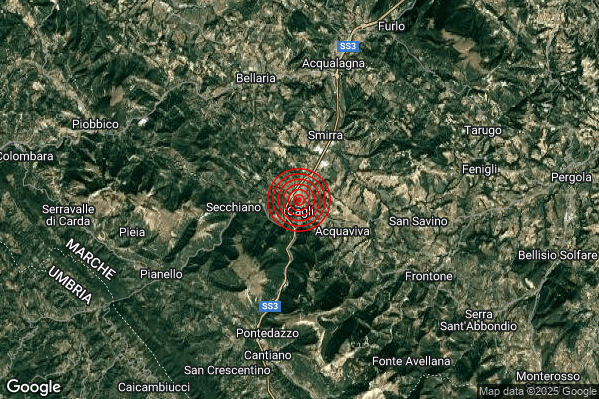 Terremoto 05:42:39 M2.0 epicentro “Cagli (PU)” Terremoto 05:42:39 M2.0 epicentro “Cagli (PU)”