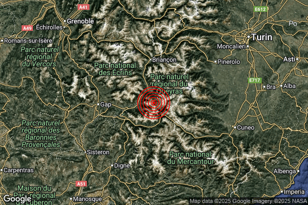 Terremoto 17:45:54 M2.6 epicentro “Confine Italia-Francia (FRANCIA)”
