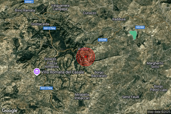 Terremoto 18:05:11 M2.1 epicentro “2 km S Aidone (EN)”
