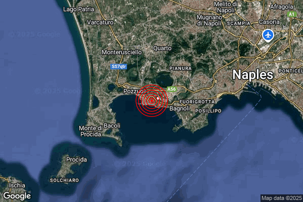 Terremoto 19:48:22 M2.4 epicentro “Campi Flegrei”