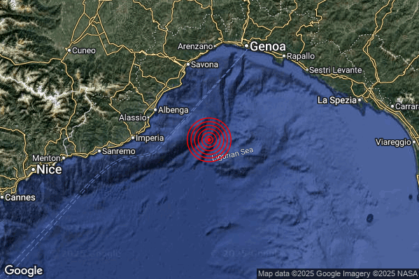 Terremoto 01:32:39 M2.4 epicentro “Costa Ligure centro-occidentale (Savona)”