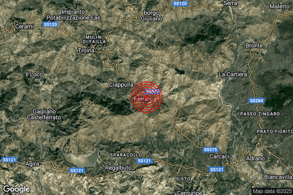 Terremoto 12:40:06 M2.2 epicentro “9 km NE Regalbuto (EN)”