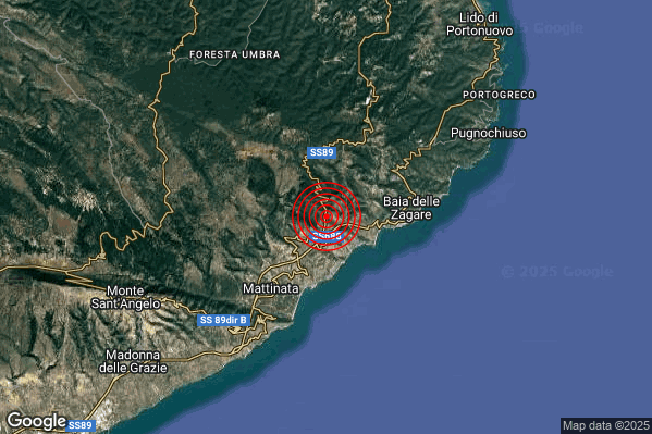 Terremoto 18:53:37 M2.1 epicentro “5 km NE Mattinata (FG)”