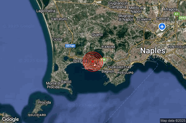 Terremoto 13:43:25 M2.2 epicentro “Campi Flegrei” Terremoto 13:43:25 M2.2 epicentro “Campi Flegrei”