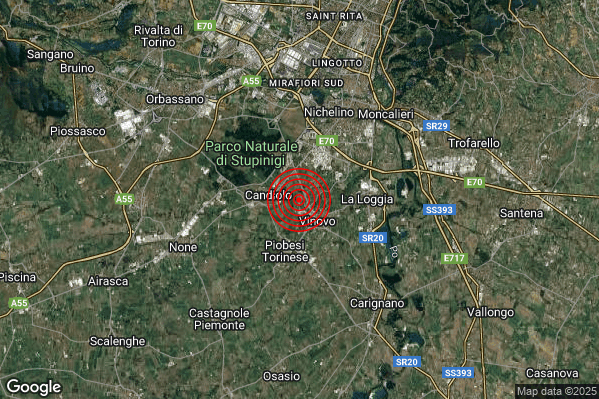 Terremoto 07:05:48 M2.0 epicentro “1 km NW Vinovo (TO)”