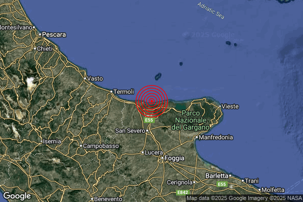 Terremoto 20:01:03 M2.1 epicentro “Costa Garganica (Foggia)”
