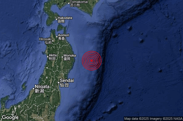 Violento Terremoto M6.3 epicentro Off east coast of Honshu Japan [Sea: Japan] alle 09:54:39 (08:54:39 UTC)