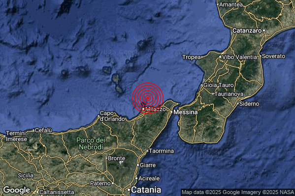 Terremoto 20:16:21 M2.0 epicentro “Costa Siciliana nord-orientale (Messina)”