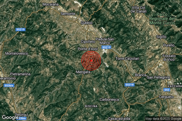 Terremoto 23:11:15 M2.0 epicentro “7 km S Gubbio (PG)”