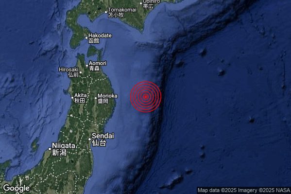 Violento Terremoto M5.7 epicentro Off east coast of Honshu Japan [Sea: Japan] alle 01:29:21 (00:29:21 UTC)