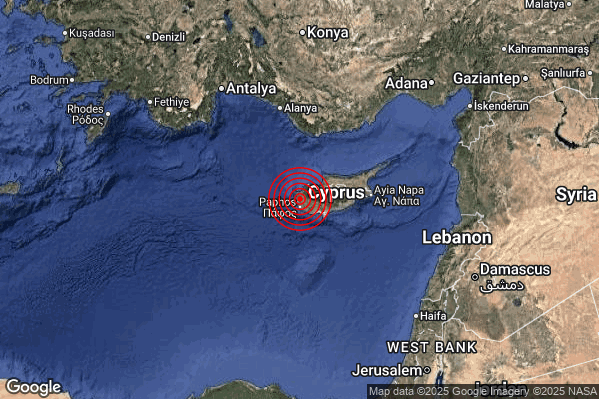 Intenso Terremoto M4.7 epicentro Cyprus region [Land: Cyprus] alle 10:42:01 (09:42:01 UTC)