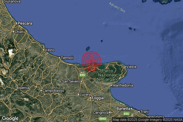 Terremoto 16:47:14 M2.5 epicentro “Costa Garganica (Foggia)”