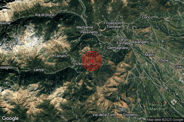 Terremoto 20:58:56 M2.4 epicentro “3 km E Viu (TO)”
