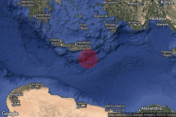 Intenso Terremoto M4.6 epicentro Crete Greece [Sea: Greece] alle 12:01:06 (11:01:06 UTC)