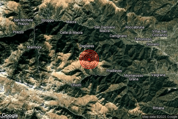 Terremoto 21:35:46 M2.7 epicentro “3 km N Castelmagno (CN)”