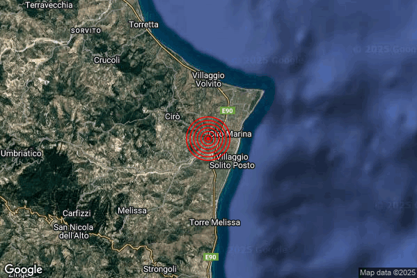Terremoto 21:06:43 M2.0 epicentro “3 km W Ciro Marina (KR)”