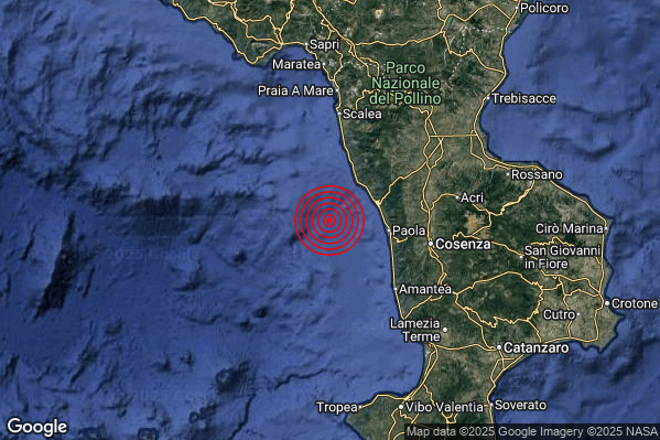 Terremoto 14:30:35 M2.8 epicentro “Costa Calabra nord-occidentale (Cosenza)”