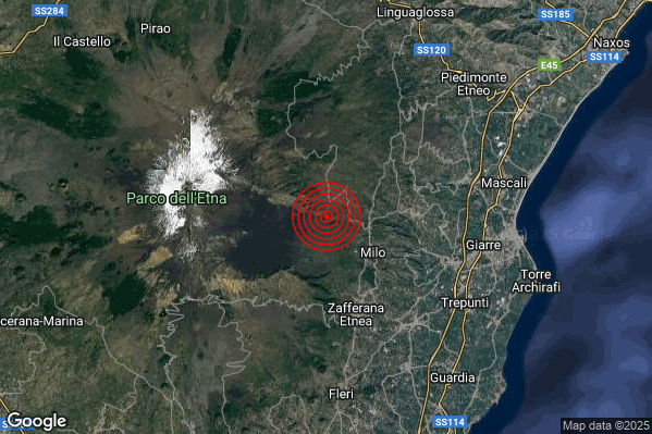 Terremoto 04:36:04 M2.6 epicentro “3 km NW Milo (CT)”